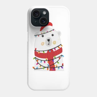 Polar bear with colorful light bulb Phone Case