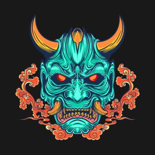 oni mask red green cloud big fang T-Shirt