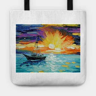 Sailboat at dawn Tote