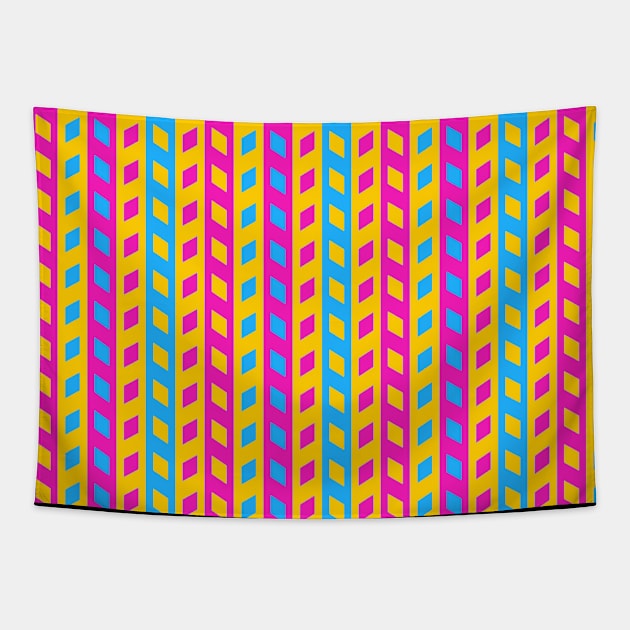 Pan Pride Stripes and Slanted Squares Pattern Tapestry by VernenInk