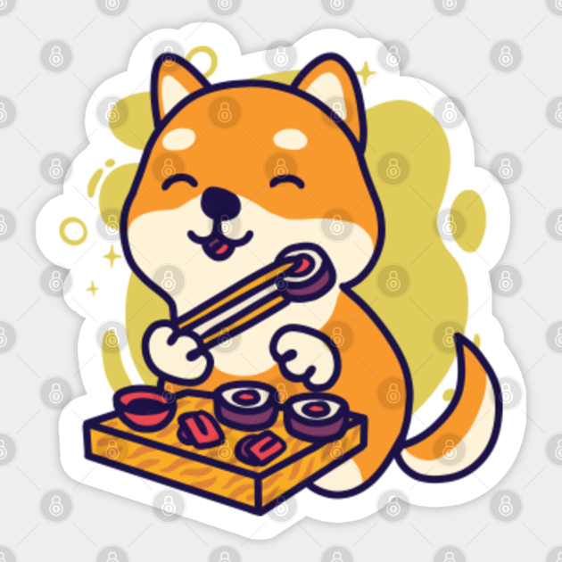Cute Shiba Dog Eating Sushi - Shiba Sushi - Sticker | TeePublic