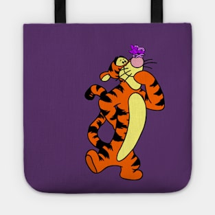 Tiger with Awareness Ribbon Butterfly (Purple) Tote