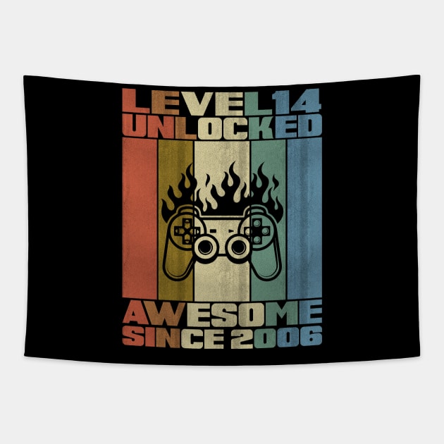 Level 14 Unlocked Birthday 14 Years Old Awesome Since 2006 Tapestry by 5StarDesigns