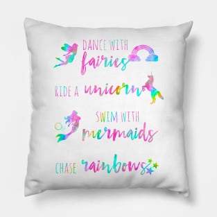 Fairies, Unicorns, Mermaids and Rainbows Pillow