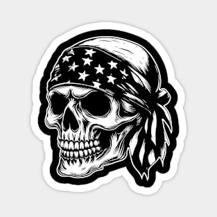 American Skull Horror Stars and Stripes Bandana Flag Magnet
