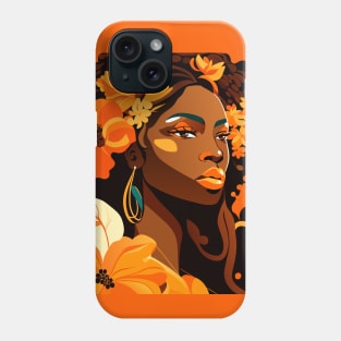 Orange flowers lady Phone Case