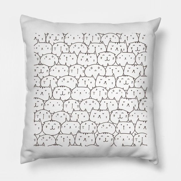 CUTE KITTY CAT FACES White and Black Cat Lovers Pillow by Rightshirt