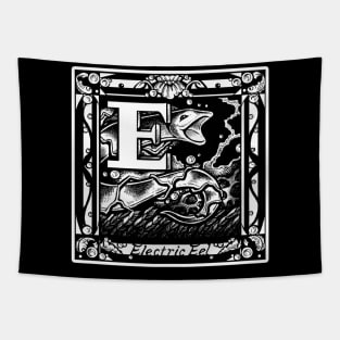 E is For Electric Eel - White Outlined Version Tapestry