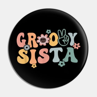 Groovy Sista Retro Sister Matching Family 1st Birthday Party Pin