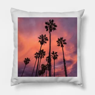 California Palm Tree Sunset Pillow