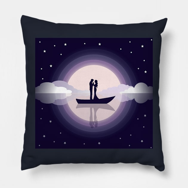 Couple love feel landscape vactor Art Pillow by Tshirtstory