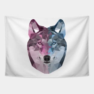 Colourful Geometric Wolf Pattern Tapestry