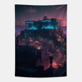 Acropolis Cyberpunk style Tapestry