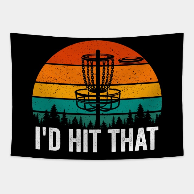 Id Hit That Funny Disc Golf Player Saying Retro Tapestry by Visual Vibes