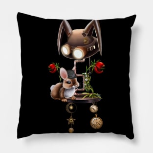 Steampunk, cute little bunny with hat Pillow