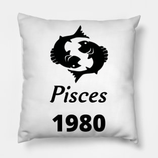 Black Zodiac Birthday Pisces 1980 Pillow