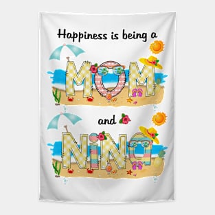 Happiness Is Being A Mom And Nina Summer Beach Happy Mother's Tapestry