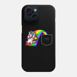 Kawaii Cute Unicorn Cartoon Sliding On Rainbow Pocket Design Phone Case