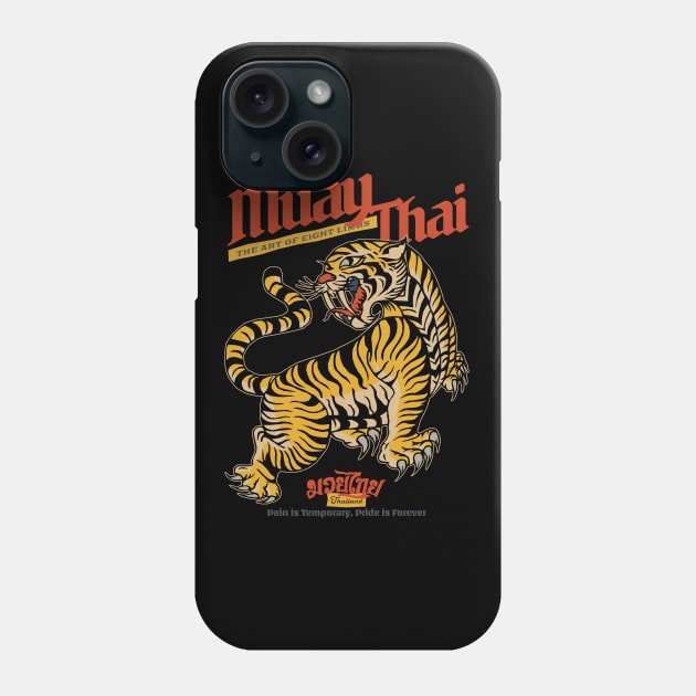 Vintage Tiger Muay Thai Tattoo Phone Case by KewaleeTee