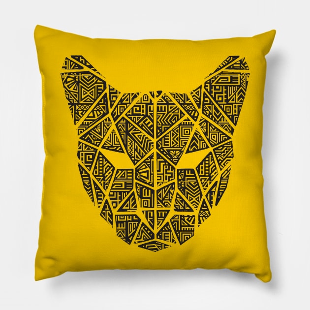 Black African Print Panther Pillow by Tingsy