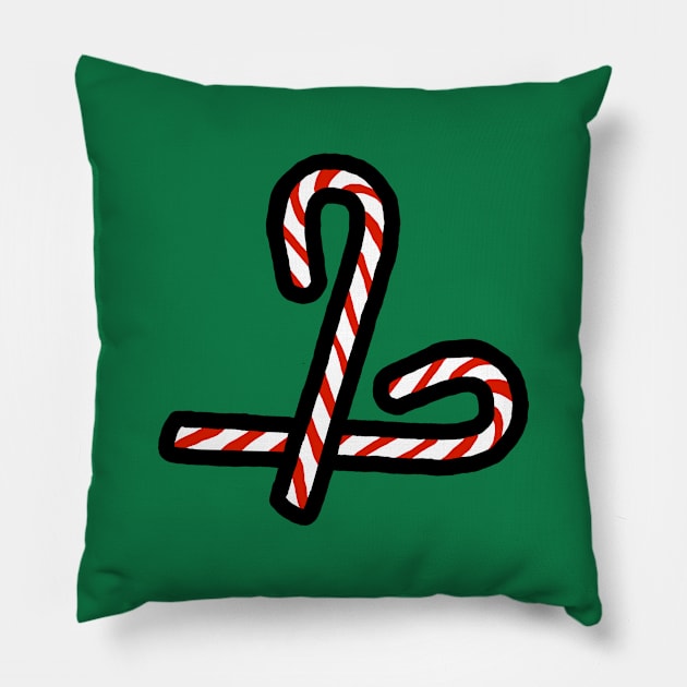 Two Christmas Candy Canes Pillow by ellenhenryart