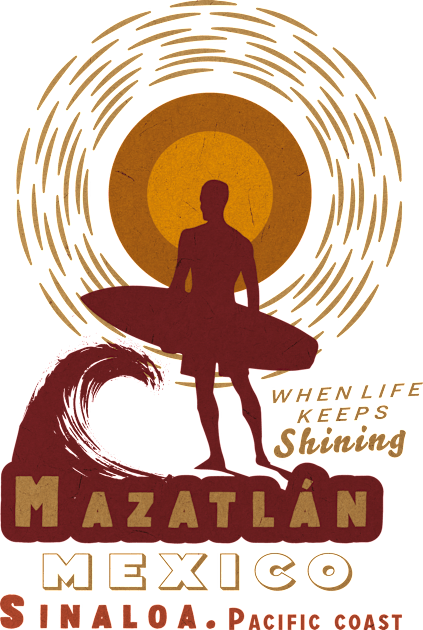 Vintage mazatlan, mexico Surf Kids T-Shirt by Alexander Luminova