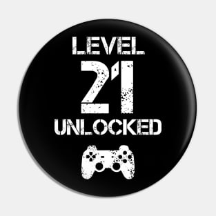 Level 21 Unlocked T-Shirt - 21th Birthday Gift Pin