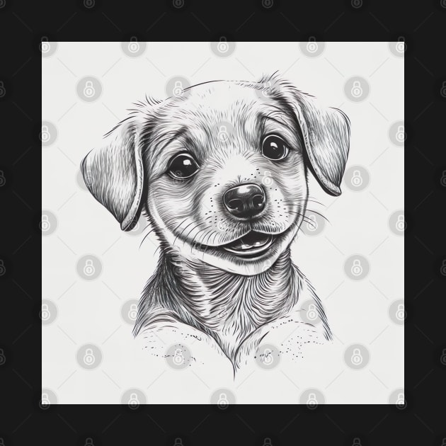 Realistic Happy Dog Illustration Drawing by unrealartwork