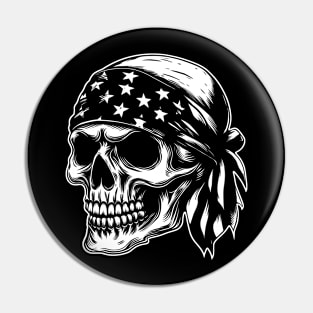 American Skull Horror Stars and Stripes Bandana Flag Pin