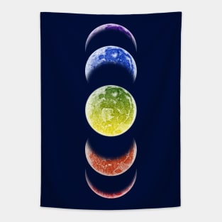 Rainbow Moon Phase LGBT PRIDe Tapestry