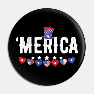 Merica Hearts Bunting Patriotic 4th of july Pin