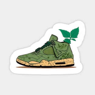 Step into a Greener Future with Our Beige, Brown & Green Sneaker Design Magnet