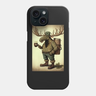 Moose Backpacker with a drink Phone Case