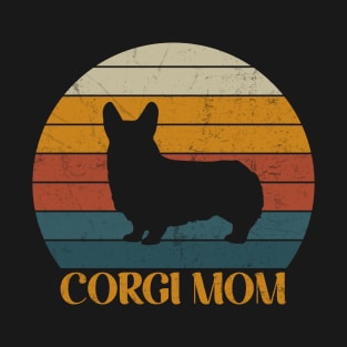 Cute Vintage Corgi Mom Sunset - Dog Lover Corgis T-Shirt