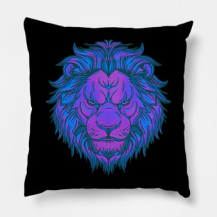 Violet blue and purple lion head Pillow