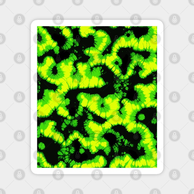 Neon Green and Black Tie Dye Pattern Magnet by craftydesigns