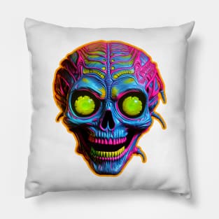 Neon android skull Pillow