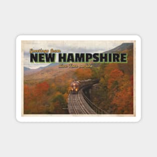 Greetings from New Hampshire - Vintage Travel Postcard Design Magnet