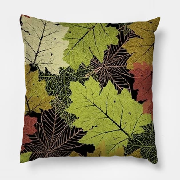 Autumn season mood - fallen leaves graphic design Pillow by Kaalpanikaa