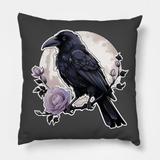 Pastel Goth Moon Raven Pillow