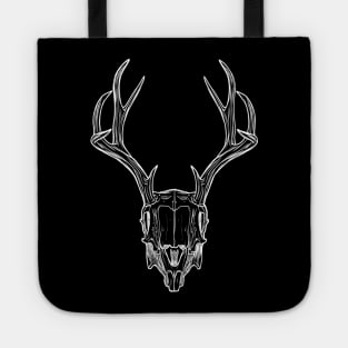 Deer Skull - White on Black Tote