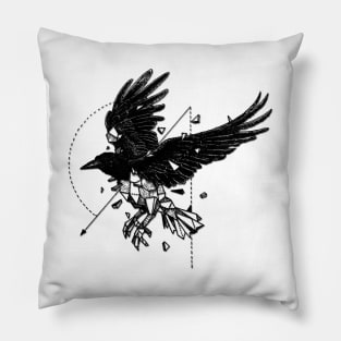 Geometerical Crow - Tattoo Design Pillow