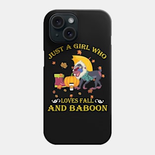 Just A Girl Who Loves Fall & Baboon Funny Thanksgiving Gift Phone Case