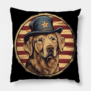 Golden Retriever 4th of July Pillow