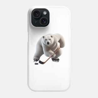 Polar bear Steve as a hockey player Phone Case