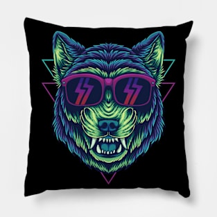 Retro Wild Wolf Pillow