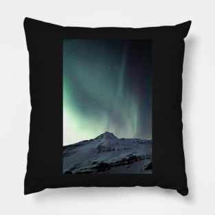 Aurora Borealis Northern Lights Night Sky in Winter Iceland Pillow