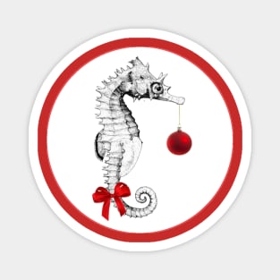 A festive seahorse with ornament Magnet