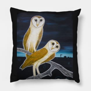 Barn Owls in Outback Australia Pillow
