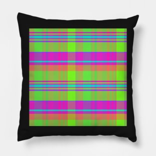 Neon Aesthetic Iona 2 Hand Drawn Textured Plaid Pattern Pillow